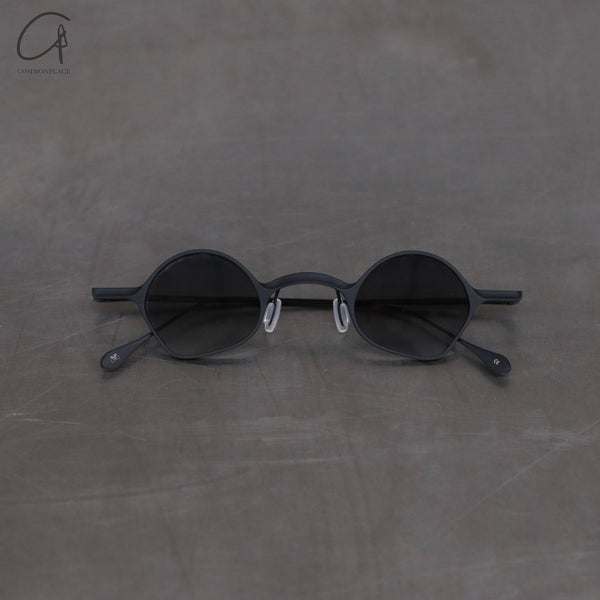 Rigards copper titanium hand-polished shaped frame glasses RG1923CU series RG-RG1923CU-MSHEI frosted black and gray gradient lenses